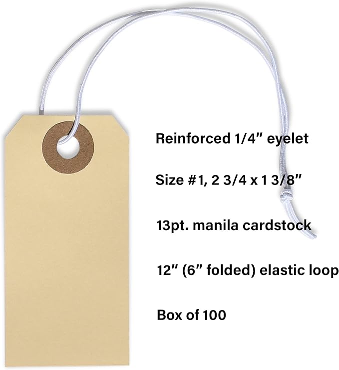 Manila Tags with Elastic Loop - Image 3