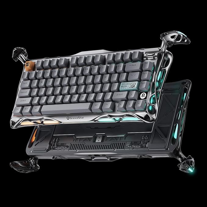 GravaStar Mercury K1 Pro Wireless Gaming Keyboard, Aluminum Alloy, 75% Layout Custom Keyboard, Designed for Durability & Unique Aesthetic (Gray)-DeskLoop Office