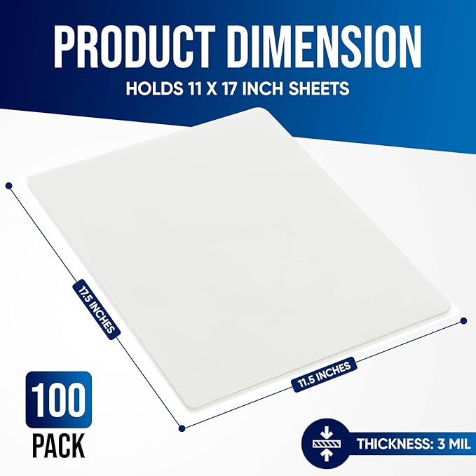 Laminating Sheets, 100 Pack Laminating Pouches Holds 11 x 17 Inch Sheets, 3 Mil Laminate Sheets 11.5 x 17.5 Inch for Laminator, Clear A3 Thermal Laminating Pouches with Round Corner-DeskLoop Office