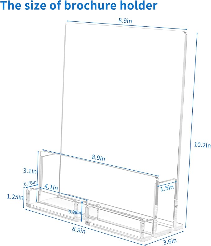 NIUBEE 2-Pack Acrylic Brochure Holder 8.5*11 inches, Plastic Flyer Display Stand - Image 2