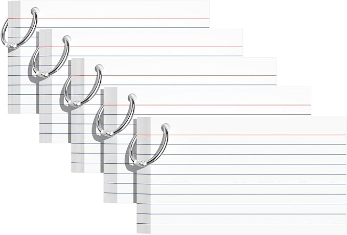 Index Cards 3x5 Inches, Punched Lined Study Card Ruled Flashcards Notecards by Glyanlee