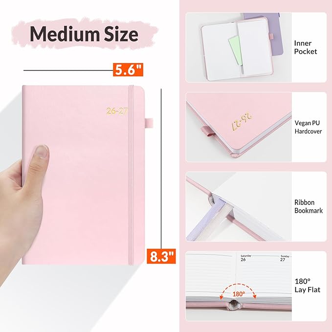 SUNEE 2026-2027 Weekly & Monthly Hardcover Planner 5.5" x 8.3" - Image 4