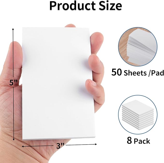Hoiny Note Pads 3x5 In, 8 Pack Blank Notepad, 50 Sheets Per Memo Pad - Image 2