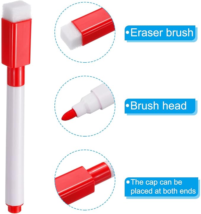 PATIKIL Dry Erase Marker Pens, 30 Pack Red Ink Fine Point Low Odor Whiteboard - Image 4