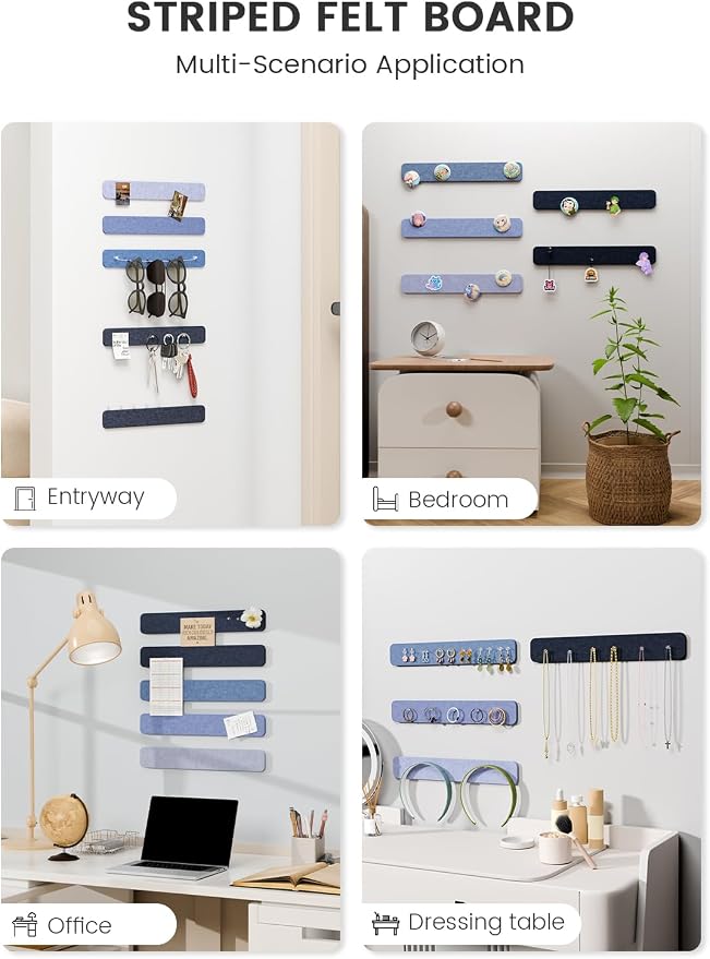 Fluxynara Cork Board Alternative Felt Strip Board 5-Pack 13"x2", Office Pin - Image 6