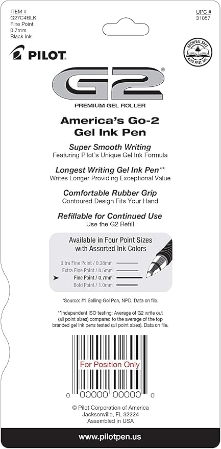 Pilot G2 Pens, Premium Refillable and Retractable Rolling Ball Gel Pens - Image 3