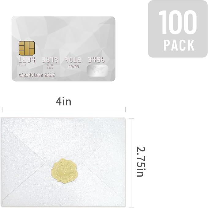 100 Pack Mini Pearl White Envelopes, 4 x 2.75" Shimmer Gift Card Envelopes - Image 2