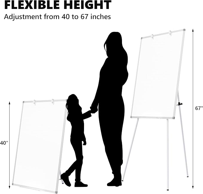 Large Whiteboard Easel with Stand, Tripod Height Adjustable Flip Chart Easel - Image 3