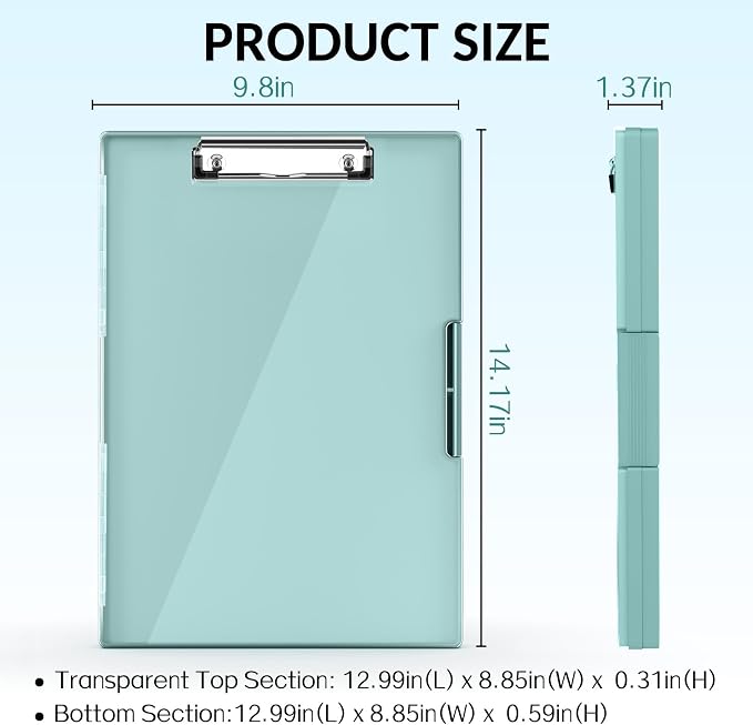 Sooez Clipboard with Storage, Heavy Duty Cleaview Clip Boards 8.5x11 with Dual - Image 6