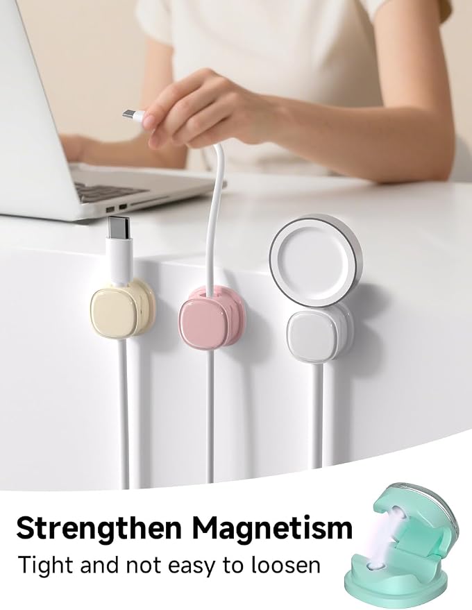Magnetic Cable Clips, Adjustable Cord Holder Management, Adhesive Wire Keeper - Image 2