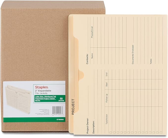 Staples Reinforced Pre‑Printed File Jackets, Letter Size, 2‑Inch Expansion - Image 5