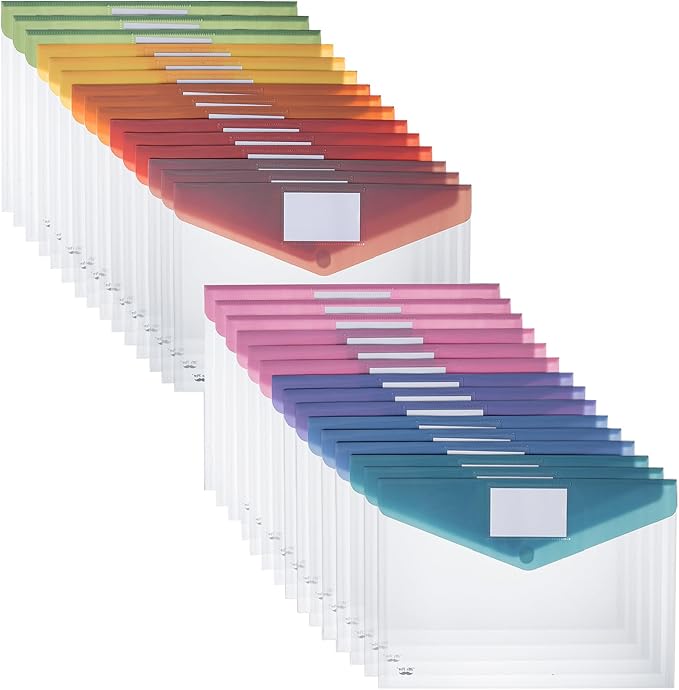 Mr. Pen- Clear Plastic Envelopes File Folders, 30 Pack, Letter Size | Colorful by MrPen