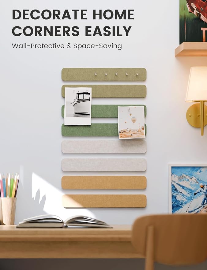 Fluxynara Cork Board Alternative Felt Strip Board 8-Pack 13"x2", Office Pin - Image 4
