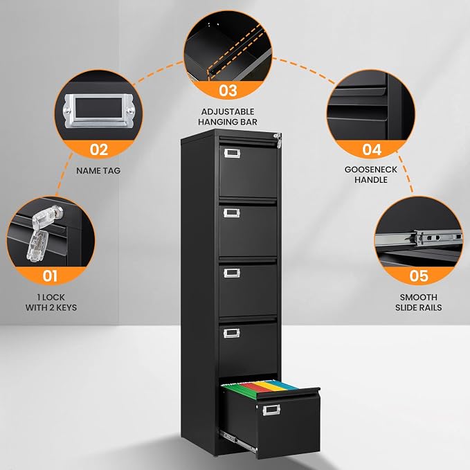 AFAIF 5 Drawer File Cabinet - Image 6