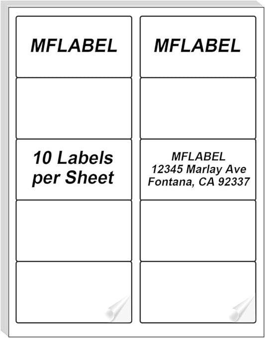 MFLABEL 2x4 Shipping Address Labels, 10-UP, 160000 Count, 16000 Sheets for Printer, Internet Mailing, FBA Stickers, 2" x 4" for Laser/Inkjet Printer