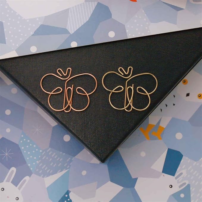 OWLFAVO 28pcs Jumbo Butterfly Shape Cute Paper Clips Rose Gold and Yellow Gold - Image 3