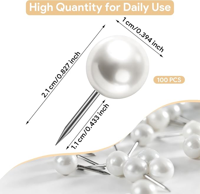 100 Pcs Pearl Pins, Pearl Push Pins Thumb Tacks - Image 2