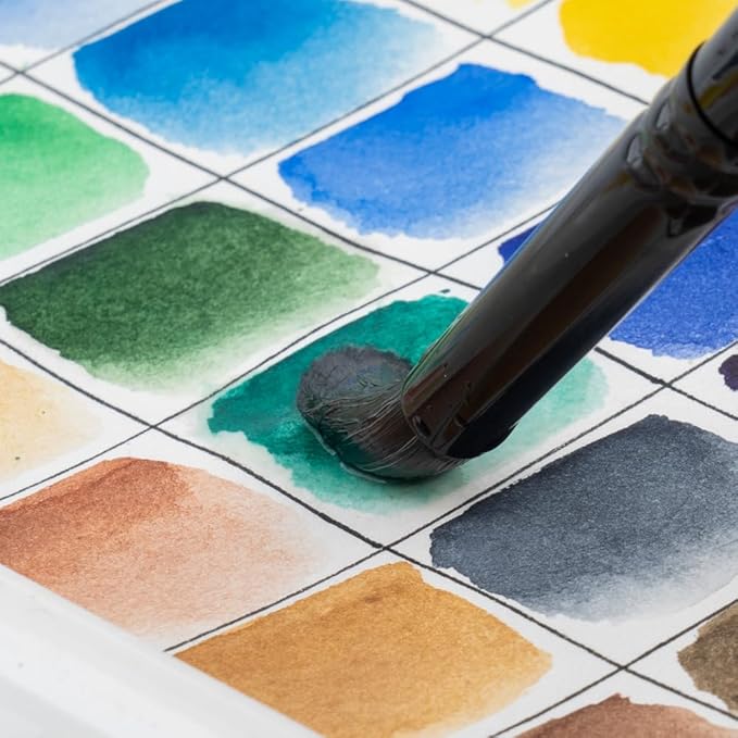 Transon 8pcs Round Watercolor Paint Brush Set Goat Hair for Watercolors,Acrylics,Inks,Gouache,Oil and Tempera Black Color-DeskLoop Office