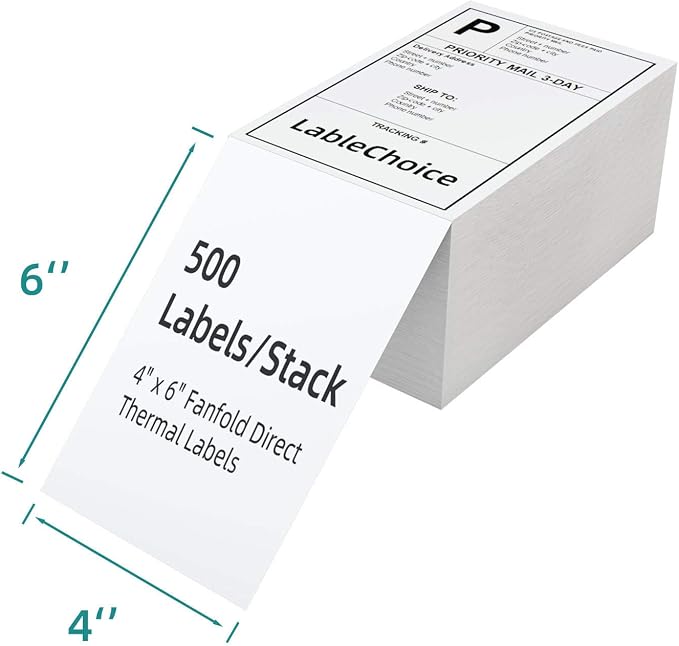 2000 Labels 4 x 6 3-Proof Commercial Grade Fanfold Direct Thermal Labels - Image 2