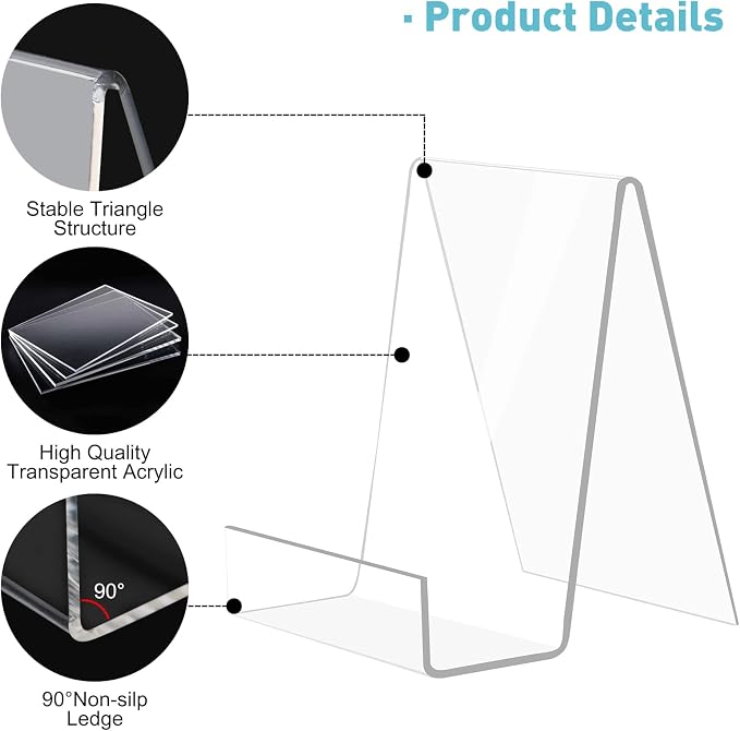 10 Pack Acrylic Book Stand Thickened Clear Book Display Easel Holder - Image 5
