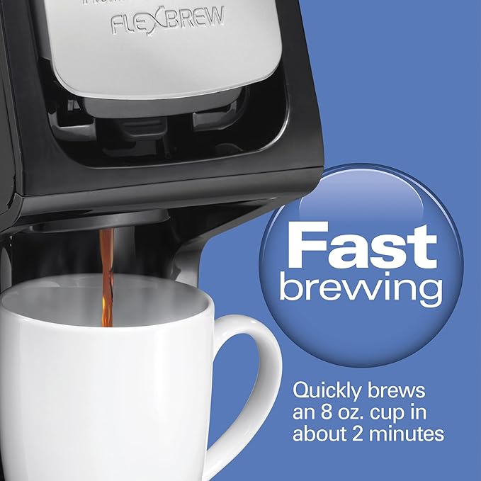 Hamilton Beach FlexBrew Single Serve Coffee Maker, Compatible with Pod Packs and Grounds, 14 oz. Water Reservoir, Slim Design, Fast Brewing, Black (49900)-DeskLoop Office