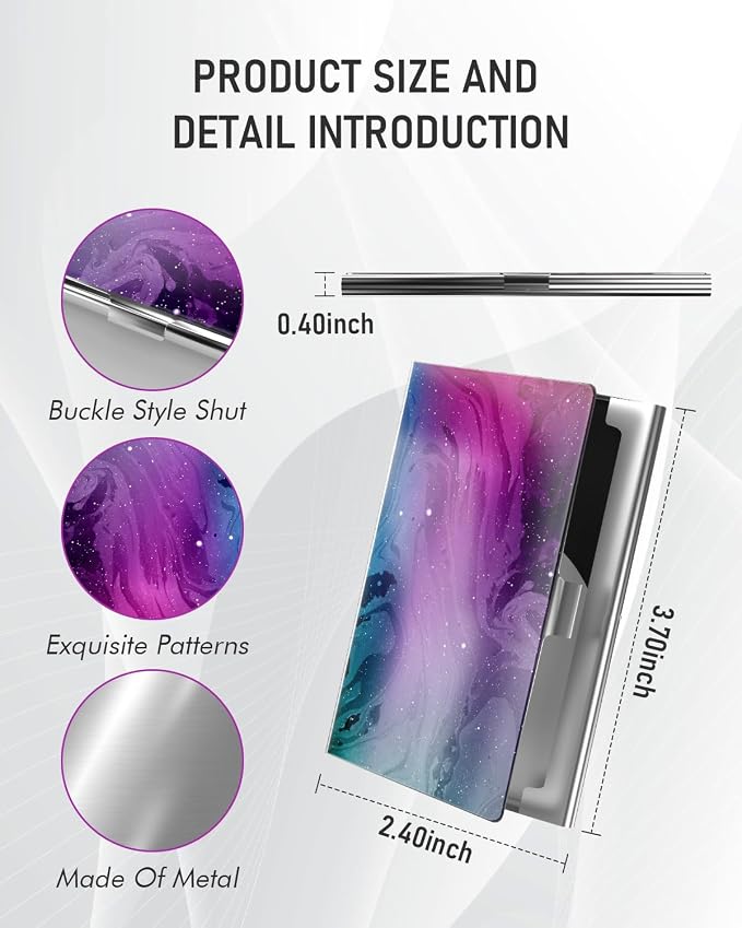 Business Card Metal Slim Organizer, Professional Stainless Steel Square Pocket - Image 3
