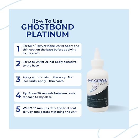 GHOSTBOND Platinum Water Resistant Wig Glue for Extreme Heat - 5oz - Hair Replacement Adhesive for Poly and Lace Wigs. Invisible Bonding Hair Glue - Strong Hold Lace Front Glue-DeskLoop Office