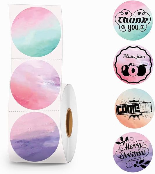2 inch Round Thermal Labels - Direct Thermal Stickers, 500 Labels for Printer, 4 Colors-DeskLoop Office