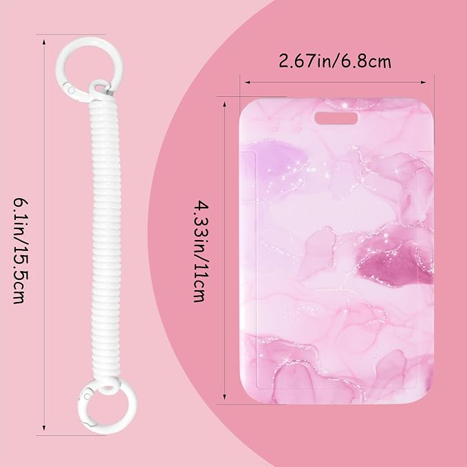 ID Badge Holder with Keychain, Spring Rope, and Metal Ring – Slide-Open Plastic - Image 3