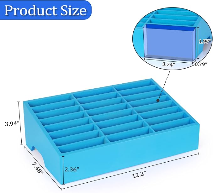 24-Grid Wooden Cell Phone Holder Desktop Organizer Storage Box - Image 2