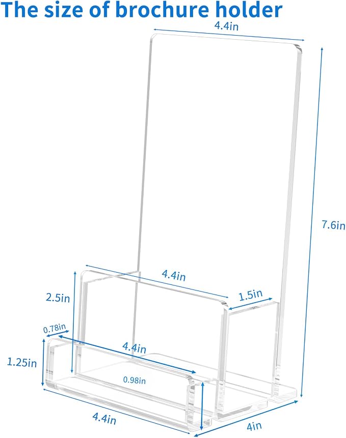 NIUBEE 2-Pack Acrylic Brochure Holder 4‘’, Plastic Flyer Display Stand - Image 2