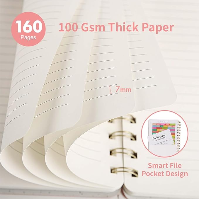 Lined Spiral Notebook College Ruled A5 Journal Book for Note Taking, 160 Pages Writing Journal for Office and Home School Supplies 5.75 x 8.125 inch - Pink-DeskLoop Office