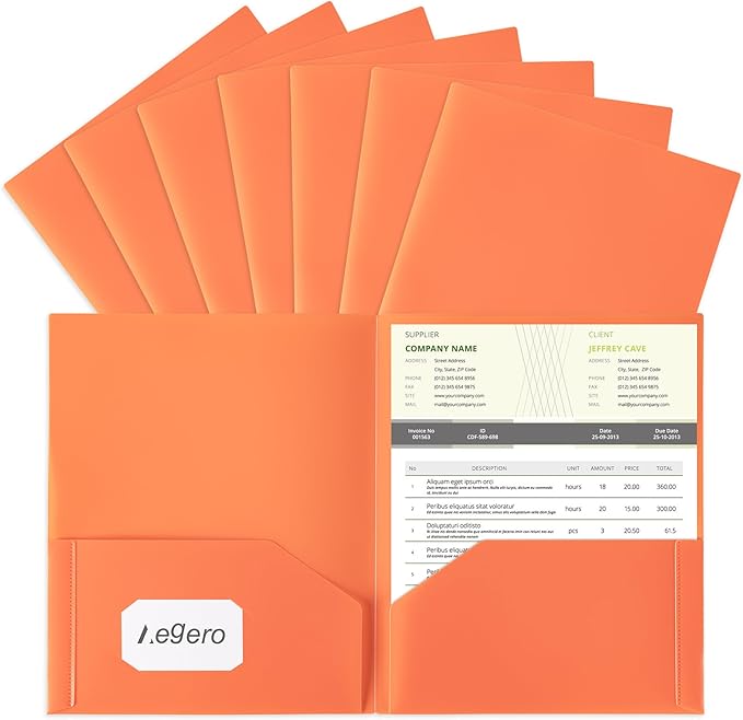 Aegero Plastic Folders with Pockets, Durable Heavy Duty File Folders with by Unknown
