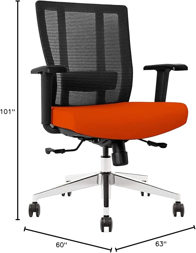 Ergonomic Office Chair - Breathable Mesh Back with Adjustable Lumbar Support, 3D Armrests, Tilt Function, and 360° Swivel Wheels - Perfect for Home Office or Conference Room - Stylish Tangerine Design-DeskLoop Office