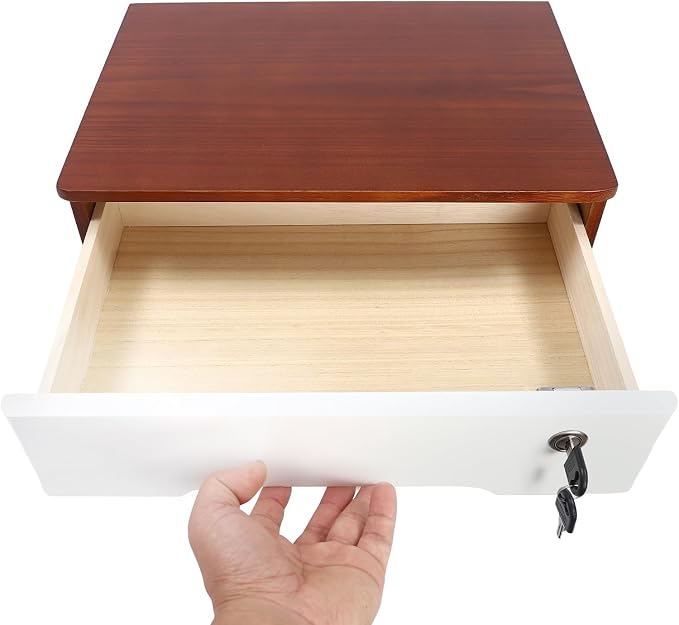 Lockable Desk Organizer Wooden Desktop Drawers Office Flat Files Storage Box - Image 4