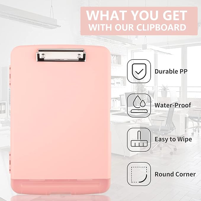 SFLHHDM Plastic Clipboard with Storage, High Capacity Clip Boards 8.5x11 with - Image 7