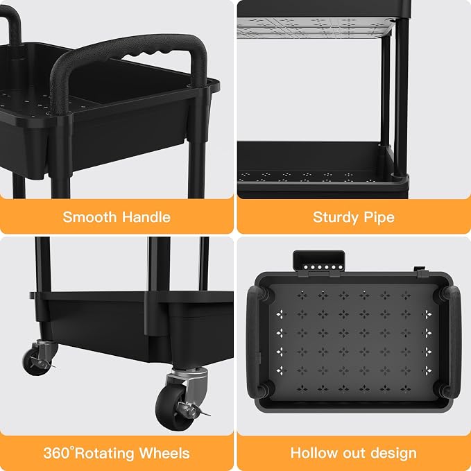 3 Tier Rolling Utility Cart - Image 2
