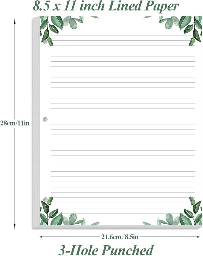 Letter Size Lined Refill Paper, 3-Hole Punched Ruled Filler Paper, 300Sheets / - Image 4