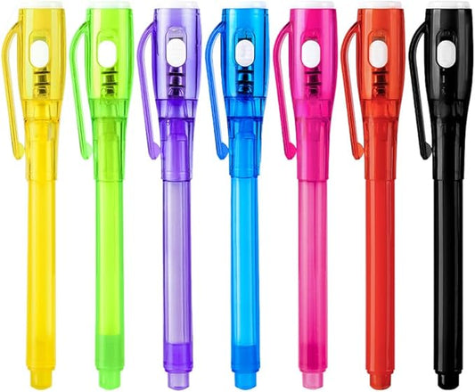 Invisible Ink Pens, Upgraded Spy Invisible Ink Pen with UV Light Magic Marker for Secret Message and Kids Christmas Goodies Bags Toy (7pcs)-DeskLoop Office