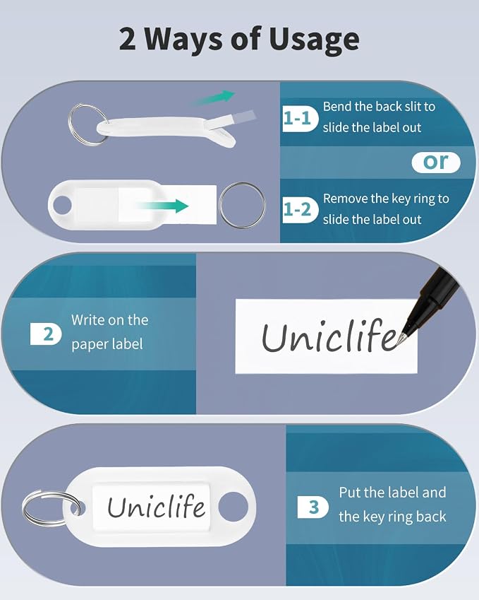 Uniclife 10 Pieces Key Tags 2 Inch Soft Plastic Key Chain Tags - Image 5