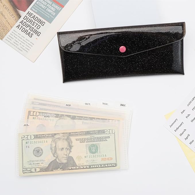 Black Cash Envelope Wallet PVC Budget Wallet - Image 6