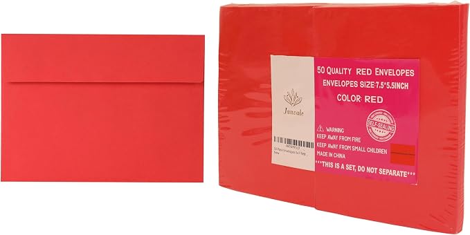 Red Envelopes 5x7 Inch, 50 Pack, Self Seal A7 Envelopes - Image 6