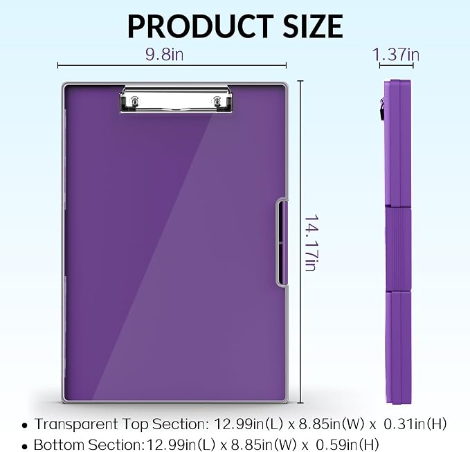 Sooez Clipboard with Storage, Heavy Duty Cleaview Clip Boards 8.5x11 with Dual - Image 6