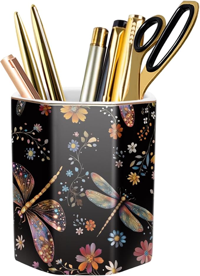 Pen Holder, Pencil Cup for Desk, Cute Desk Organizer, Durable Ceramic by WAVEYU