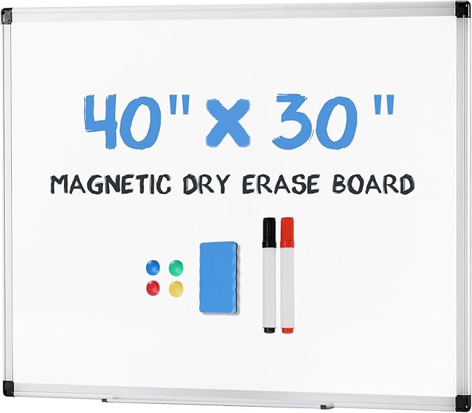 DUMOS Magnetic White Board Kit for Wall 40" x 30", Dry Erase Board by DumosLifestyle
