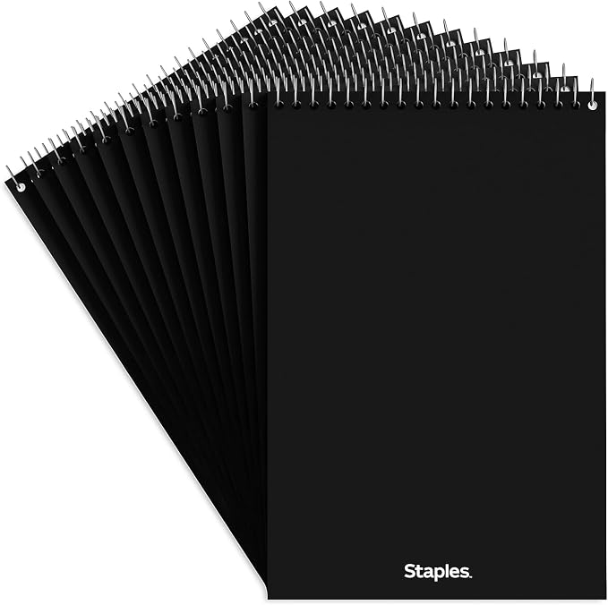 STAPLES Steno Notepads, 6” x 9”, Gregg Ruled, Top Wirebound, 80 Sheets by Staples