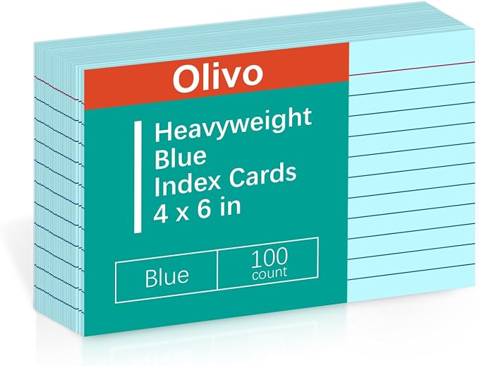 Blue Index Cards 4x6 Lined Ruled Flash Note Cards 100 Count, 220 GSM Heavy by Unknown