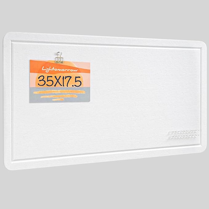 Bulletin Board, 35 x 17 1/2 inches Felt Board - Decorative Pin Board, Cork Board Alternative for Wall, Foldable Picture Board Self-Adhesive Vision Board Prayer Board with 20 Pushpins - White-DeskLoop Office