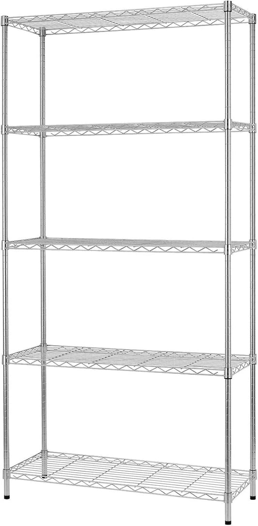 BestOffice | 5-Tier Wire Storage Shelves | 36x14x72 | Chrome | by BestOffice