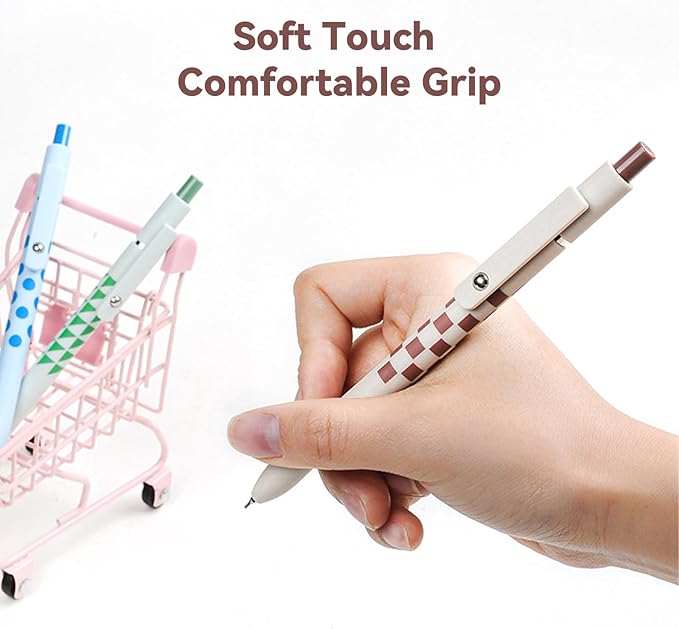 Gel Pens, 5Pcs 0.5mm Fine Point Pens With Smooth Wirting,Quick Dry Aesthetic Pens For Journaling, Ballpoint for Office School Supplies,Gifts for Women Men Student(Geometric Multicolor)-DeskLoop Office